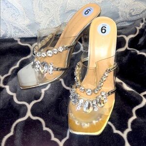 Silver Crystal Embellished Heels